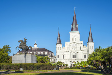 United States, Louisiana, New Orleans, French Quarter. Saint Louis Cathedral on Jackson Square.