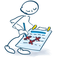 Strichmännchen trägt einen Termin in den Terminkalender