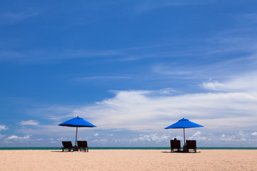 Beach chair and beach umbrella