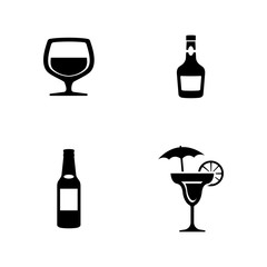 Alcohol. Simple Related Vector Icons Set for Video, Mobile Apps, Web Sites, Print Projects and Your Design. Black Flat Illustration on White Background.
