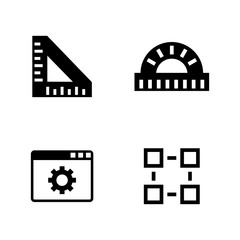 Engineering Instruments. Simple Related Vector Icons Set for Video, Mobile Apps, Web Sites, Print Projects and Your Design. Black Flat Illustration on White Background.