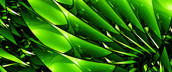 Green glowing stained glass 8k widescreen background - obrazy, fototapety, plakaty
