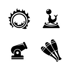 Circus Carnival Amusement Park. Simple Related Vector Icons Set for Video, Mobile Apps, Web Sites, Print Projects and Your Design. Black Flat Illustration on White Background.