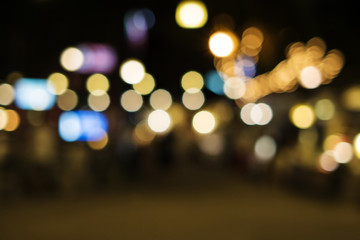 de focused bokeh light, abstract background at night photo