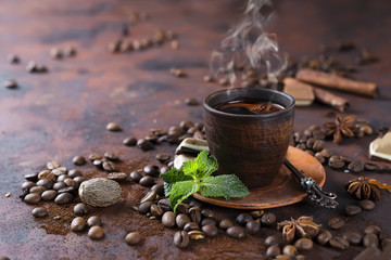 cup of coffee with mint