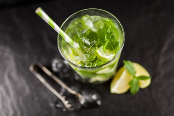 Mojito cocktail on dark background