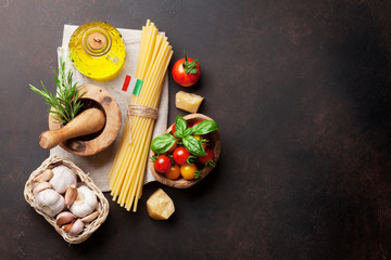 Naklejka na ściany i meble Italian food. Pasta ingredients