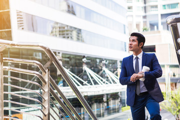 Business man worry about time and going to work