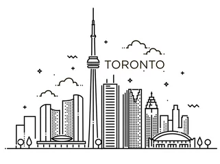 Fotobehang Linear banner of Toronto. Line art. © tettygreen