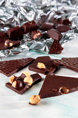 chocolate on the light table surface