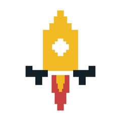 pixel rocket icon image vector illustration design 