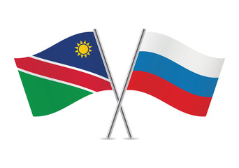 Namibia and Russia flags.Vector illustration.