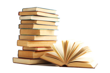 Old books isolated on a white background