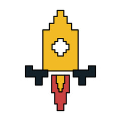 pixel rocket icon image vector illustration design 