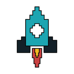 Obraz premium pixel rocket icon image vector illustration design 