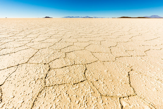 Salar De Uyuni salt ground desert view Bolivia landscape.