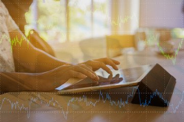 Business team meeting.professional investor working new start up project. Finance task.Digital tablet docking keyboard laptop computer smart phone using, vintage color