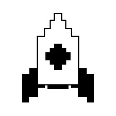 pixel rocket icon image vector illustration design  black and white