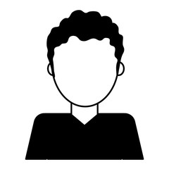 man with curly hair avatar icon image vector illustration design  black and white