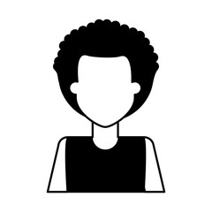 man with afro avatar icon image vector illustration design  black and white