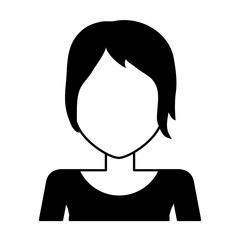woman with pixie haircut avatar icon image vector illustration design  black and white