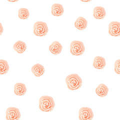 seamless pattern of pink pastel rose watercolor for isolate white background