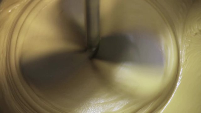 mixture blending in ice cream maker