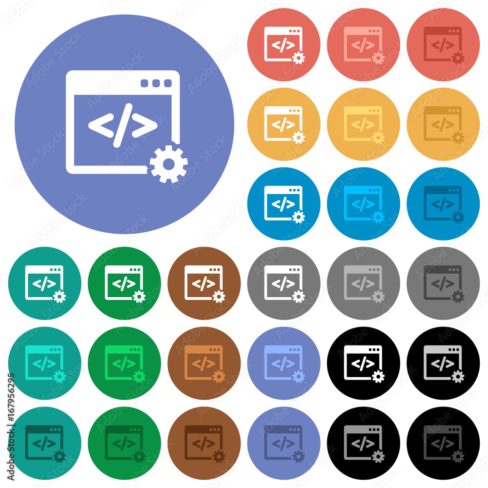 Poster web development round flat multi colored icons