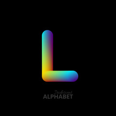 3d iridescent gradient letter L.