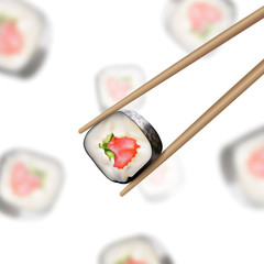 Isolated sushi, 3d vector graphic.