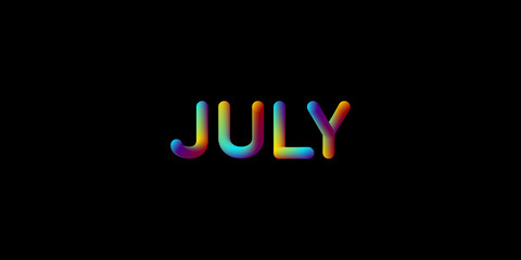 3d iridescent gradient July month sign