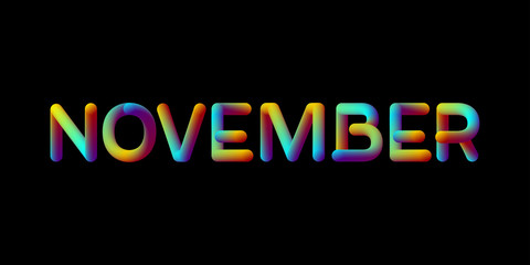 3d iridescent gradient November month sign