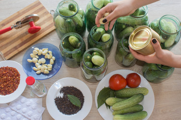 Pickling cucumbers in the countryside