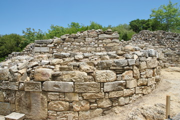 Ruins of ancient Stagira. Antique colony of the 7th century BC. Ruined in the fourth century BC, then rebuilt at the request of Aristotle. Aristotle's birthplace and burial site. 