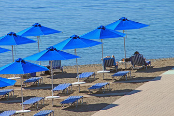 Grèce,  plage sur le Golfe de Corinthe