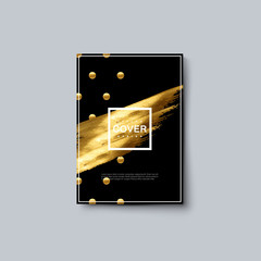Luxury brochure cover with golden dots and stain.