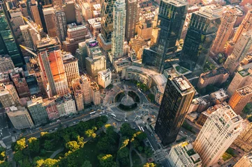 Fotobehang Aerial view of Columbus Circle in New York City at sunset © Tierney