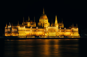 Fototapeta na wymiar Parliament Building in Budapest, night view