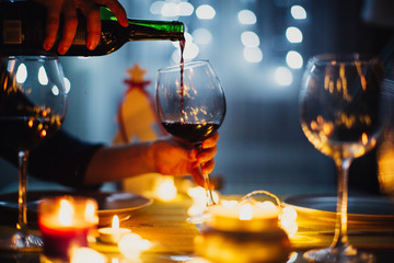 christmas dinner with wine