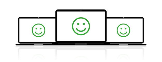 Laptop Banner - Smiley glücklich