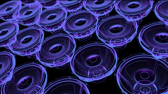 seamless vj musical motion loop - neon speakers. 3D render