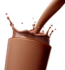 Stickers pour porte Milk-shake verre d& 39 éclaboussure de boisson au lait au chocolat