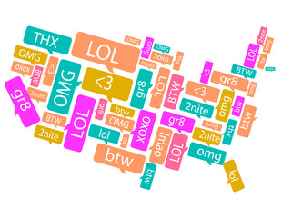 America made out of text messages speech bubbles  