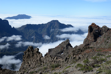Fototapeta na wymiar Pico de Bejenado und Cumbre vom Roque de los Muchachos, La Palma