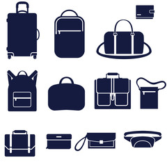 Different types of men's footwear as glyph icons