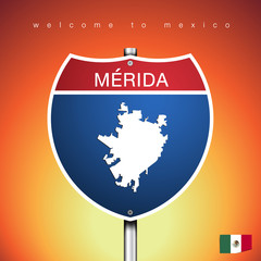 The City label and map of Mexico In American Signs Style
