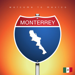 The City label and map of Mexico In American Signs Style
