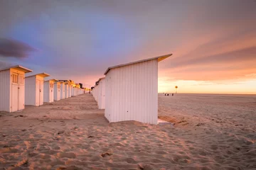 Fototapeten Sunset on the beach of Oostende in Belgium © Erik_AJV