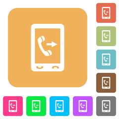 Outgoing mobile call rounded square flat icons