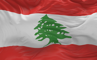  Flag of the Lebanon waving in the wind 3d render